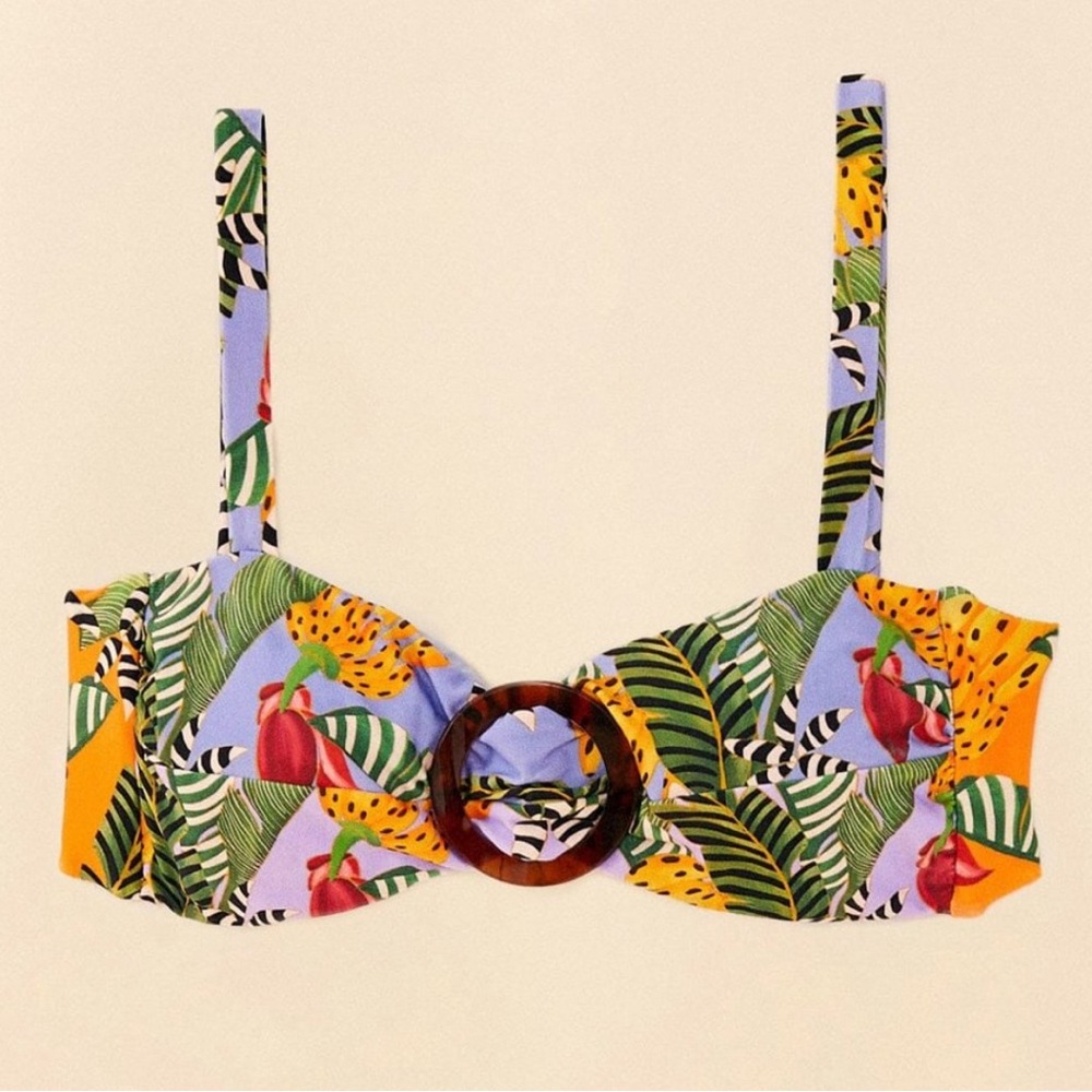 NWT Farm Rio Striped Banana Bikini Top XS